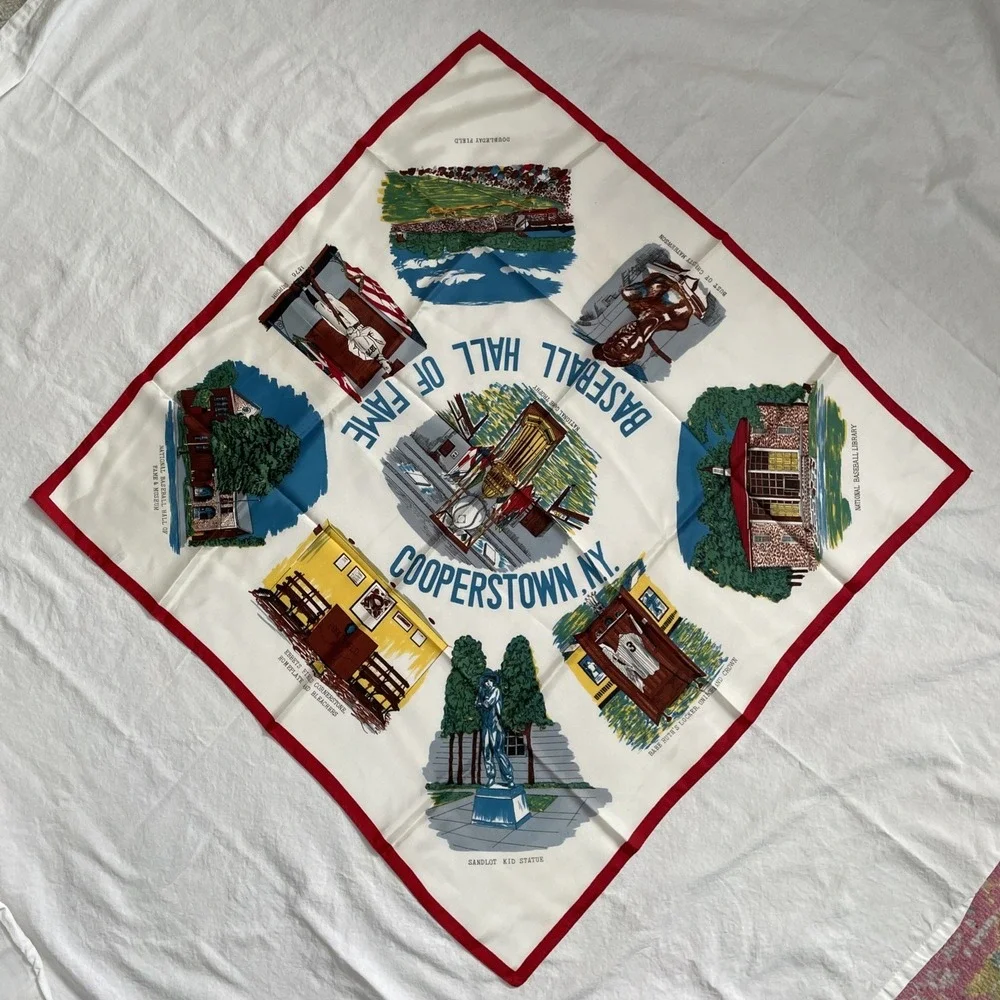 Rare Vintage Baseball Hall of Fame Cooperstown NY Souvenir Scarf NEW 29
